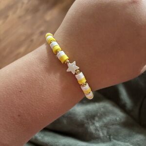 Yellow and White Beaded Bracelet